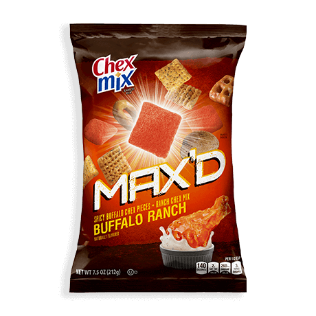 Chex Mix Max'd Buffalo Ranch flavor, front of pack