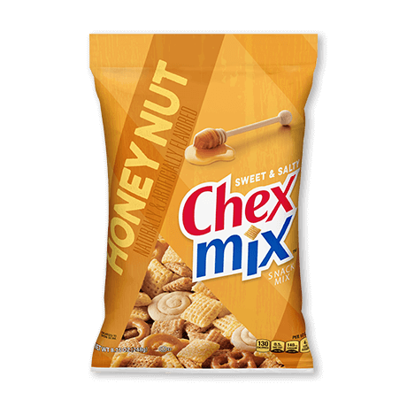 a bag of Honey Nut Chex Mix