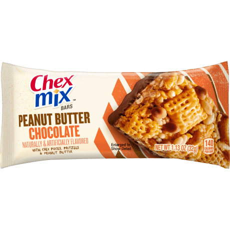 Chex Mix treat bar in Peanut Butter Chocolate, front of bar