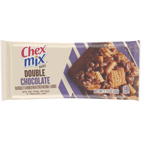 Chex Mix treat bar in Double Chocolate flavor, front of bar