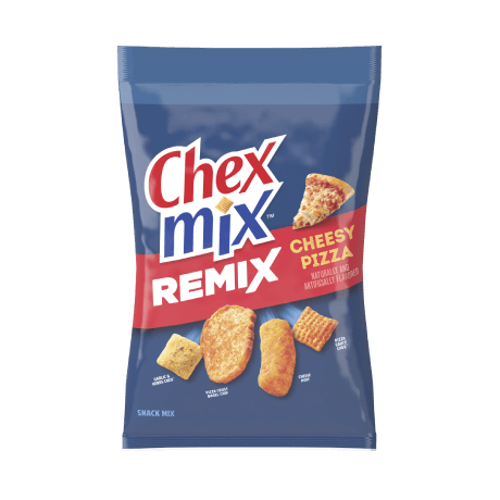 Chex Mix Remix in Cheesy Pizza flavor, front of pack